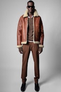 Shearling-Pilotenjacke Loyd Leder - Gefütterte Herrenjacke aus braunem Shearling