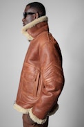 Shearling-Pilotenjacke Loyd Leder - Gefütterte Herrenjacke aus braunem Shearling