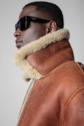 Shearling-Pilotenjacke Loyd Leder - Gefütterte Herrenjacke aus braunem Shearling