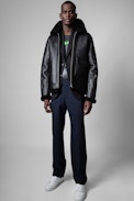 Shearling-Pilotenjacke Loyd Leder - Gefütterte Herrenjacke aus schwarzem Shearling