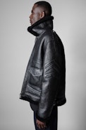 Shearling-Pilotenjacke Loyd Leder - Gefütterte Herrenjacke aus schwarzem Shearling
