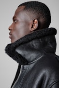Shearling-Pilotenjacke Loyd Leder - Gefütterte Herrenjacke aus schwarzem Shearling