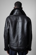 Shearling-Pilotenjacke Loyd Leder - Gefütterte Herrenjacke aus schwarzem Shearling