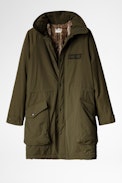 Parka Karl tech - Parka kaki intérieur fausse fourrure Homme
