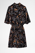 Robe Roza Spark - Robe courte asymétrique noire à imprimé fleuri femme