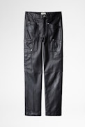 Pantaloni Pelle Player - Pantaloni dritti in pelle nera donna