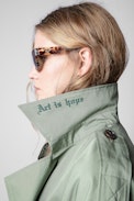 Kena Coat - Women’s khaki cotton long trench coat