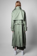 Kena Coat - Women’s khaki cotton long trench coat