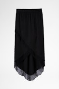 Rock Jeudie Silk Skirt - Women's ZV asymmetric skirt in black silk and jacquard
