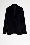 Viks Velvet Jacket - Men's navy blue velvet jacket