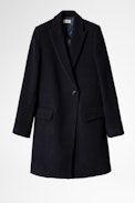 Marco Coat - Straight-cut navy blue wool coat
