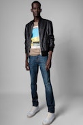 Larson Jacket Crinkled Leather - Men's crinkled leather jacket