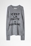 Kennedy La Faute À Voltaire Sweater - Men’s grey merino wool La Faute à Voltaire sweater.
