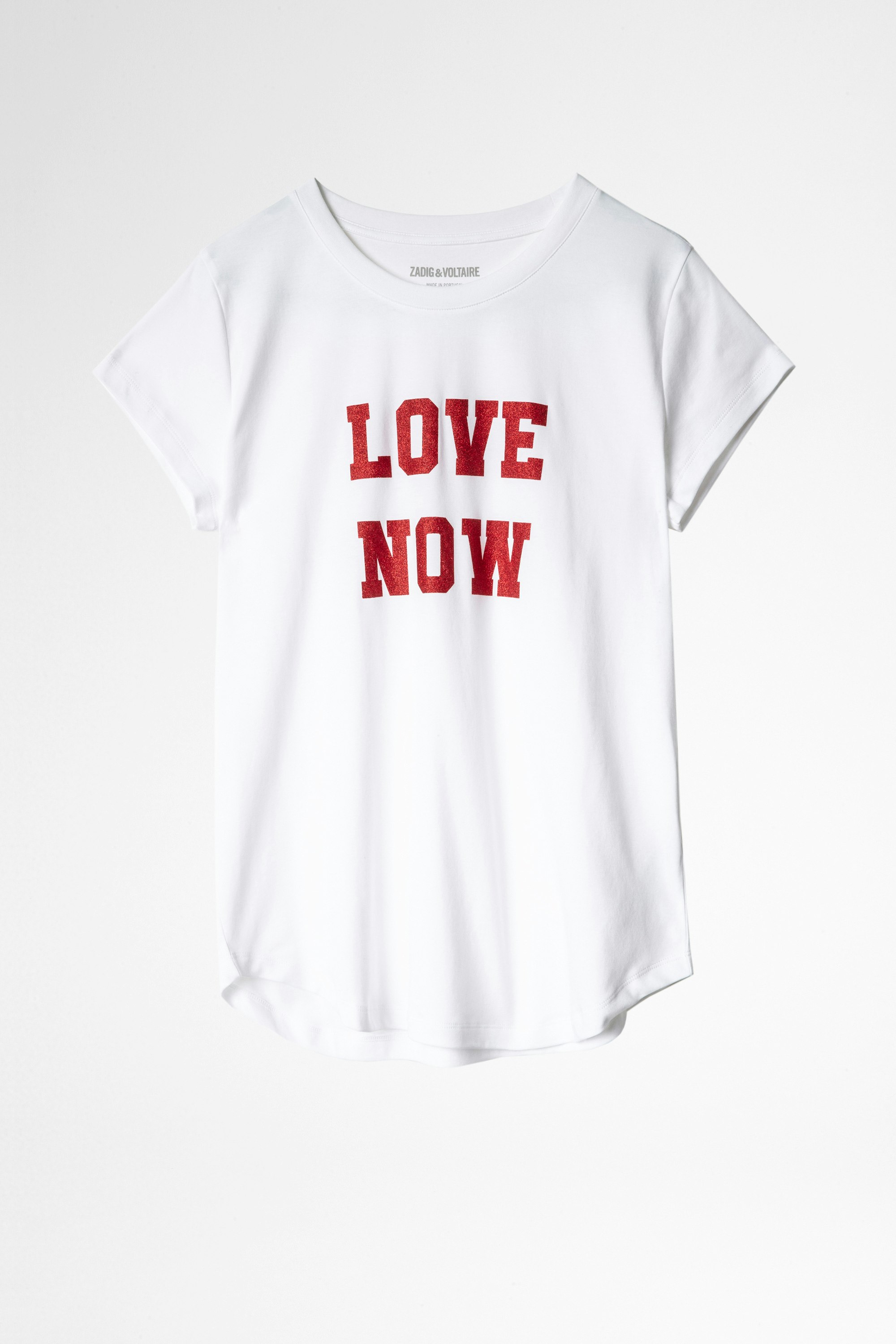 Maglietta Woop Love Now T-shirt in cotone bianco Love Now donna