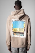 Sudadera Sanchi Photoprint - Sudadera con capucha de hombre beige con estampado Photoprint