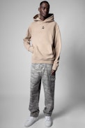 Sudadera Sanchi Photoprint - Sudadera con capucha de hombre beige con estampado Photoprint