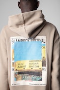 Sudadera Sanchi Photoprint - Sudadera con capucha de hombre beige con estampado Photoprint