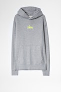 Sweatshirt Sanchi Photoprint Happy - Sweatshirt  homme gris chiné imprimé photoprint