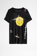 Walk Multicusto T-shirt Leinen - Women’s black happy print T-shirt