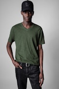 Stocky T-shirt - Men’s khaki cotton T-shirt