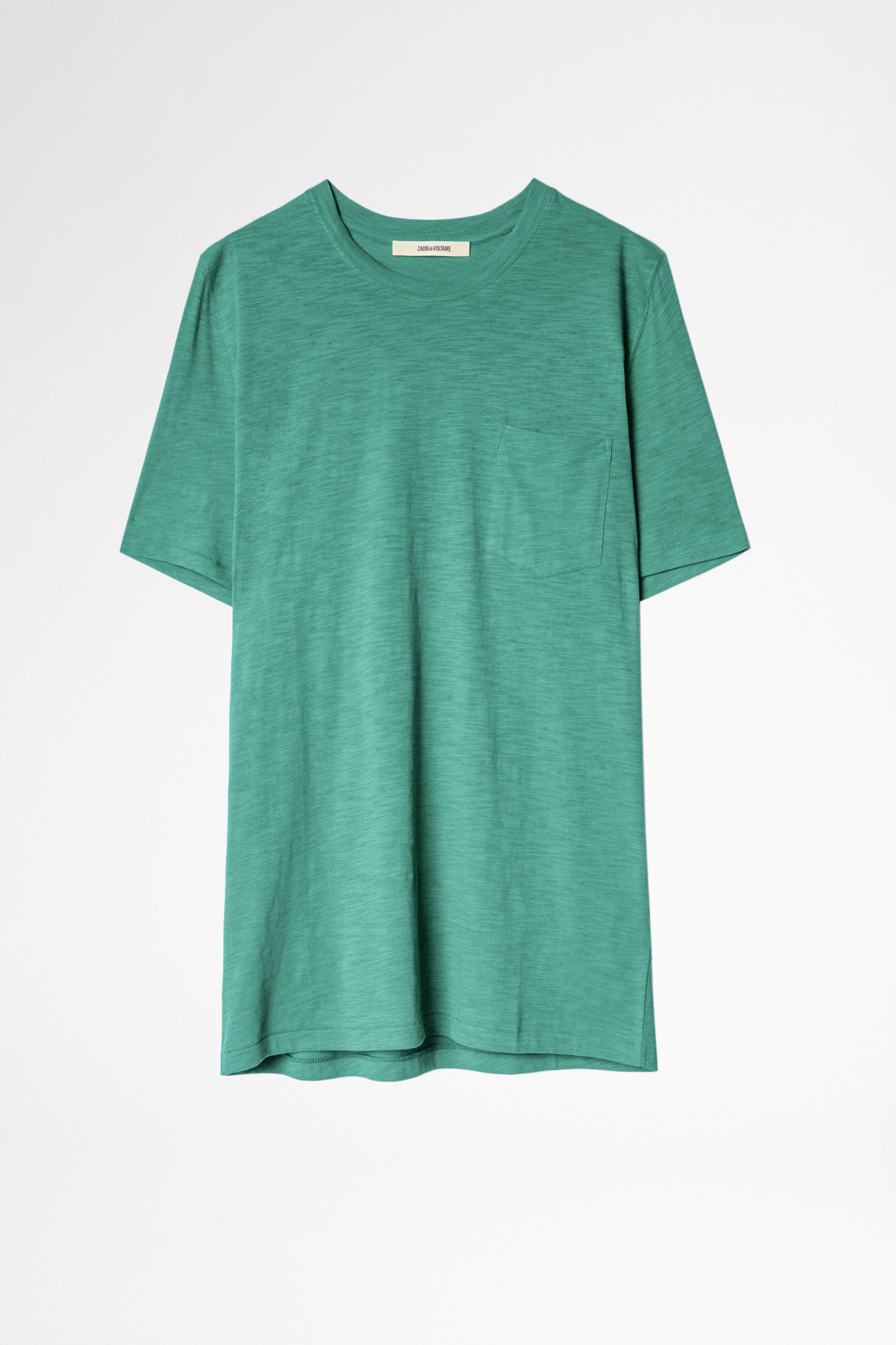 T-Shirt Stockholm Flamme Damen-T-Shirt aus smaragdgrüner Baumwolle.