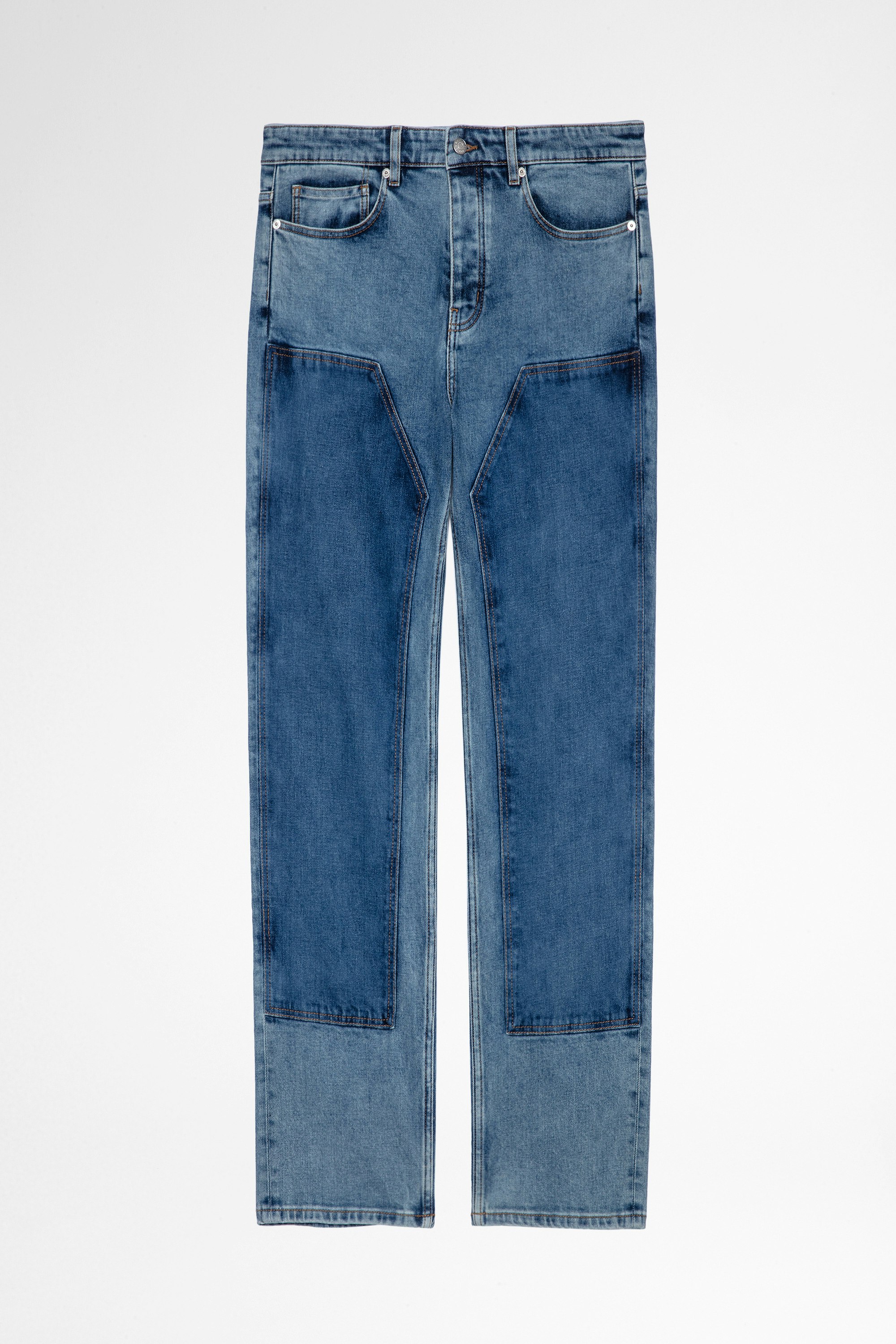 John ジンズ Men's contrasting blue denim jeans