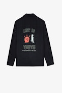 Light Bertie Jacket - Men’s navy blue cotton jacket with ‘Art is truth’ and skull patches on back