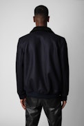 Mate Jacket - Men's navy blue aviator jacket with faux fur collar