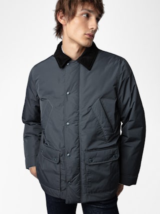 Bertie Jacket - Nylon jacket featuring a corduroy collar and studio crest badge.