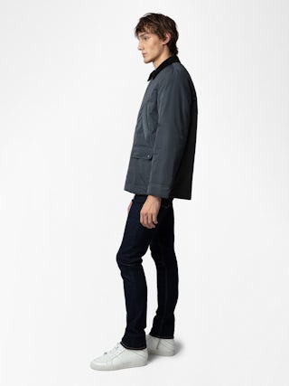 Bertie Jacket - Nylon jacket featuring a corduroy collar and studio crest badge.