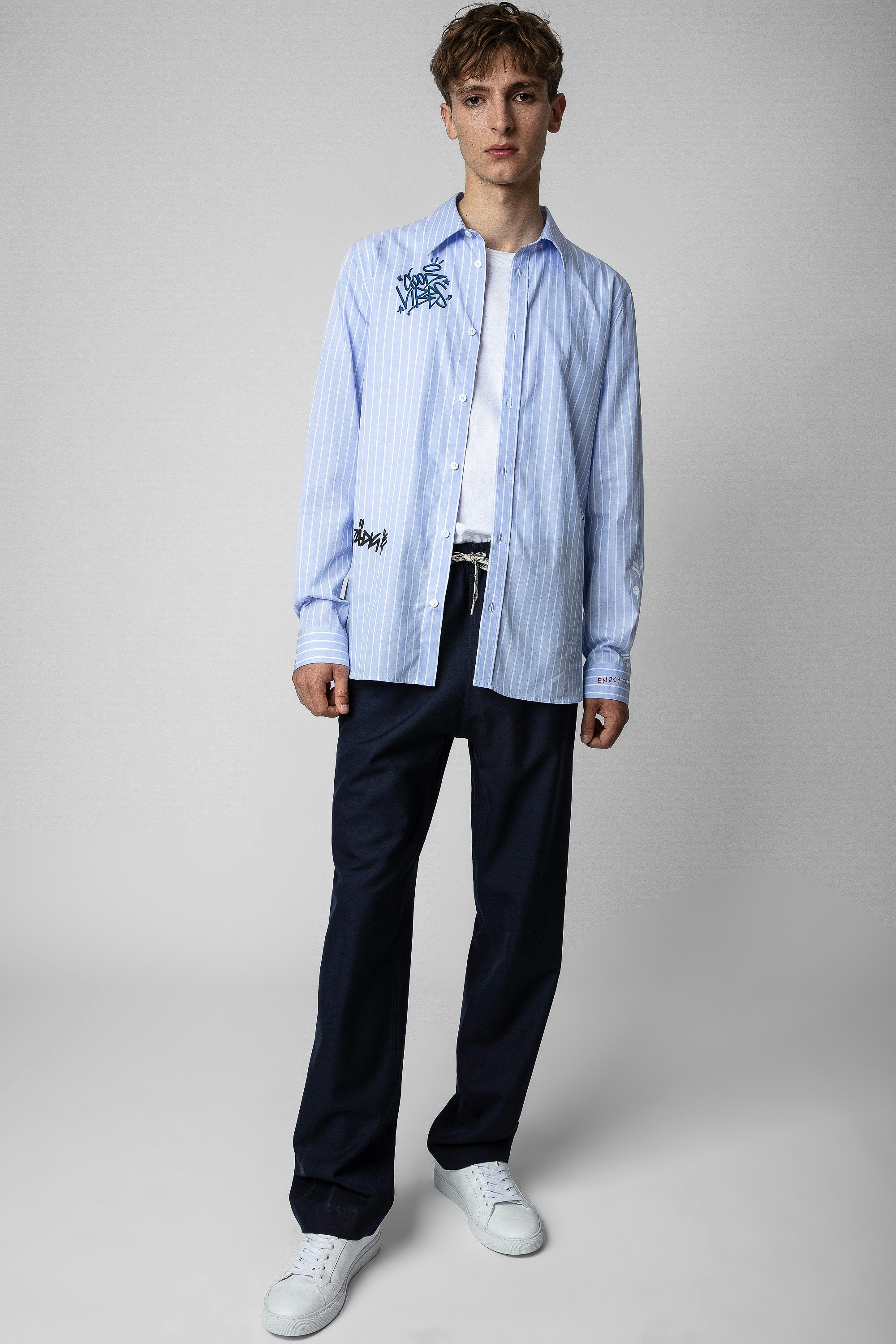 Pixel Pants - Men’s navy blue wool trousers