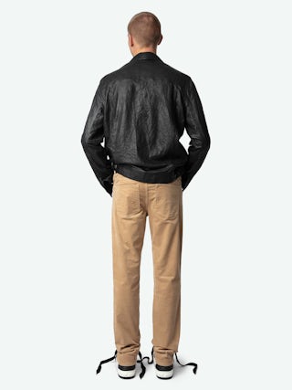 Steeve Corduroy Trousers - Slim-fit corduroy trousers with a distressed light brown finish.