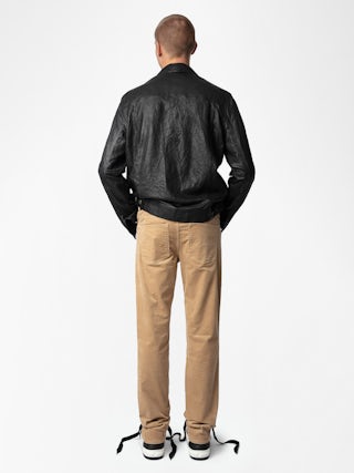 Pantalone Steeve Velluto a Coste - Pantaloni aderenti in velluto a coste effetto usato marrone chiaro.