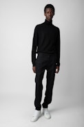Paris Pants - Unisex tailored black wool pants with studio insignia on back.