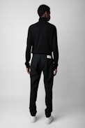 Paris Pants - Unisex tailored black wool pants with studio insignia on back.