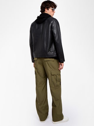 Trousers Palmyr - Wide, fluid pants with an elastic drawstring waist, center button placket and zip fly, finished with embroidery.