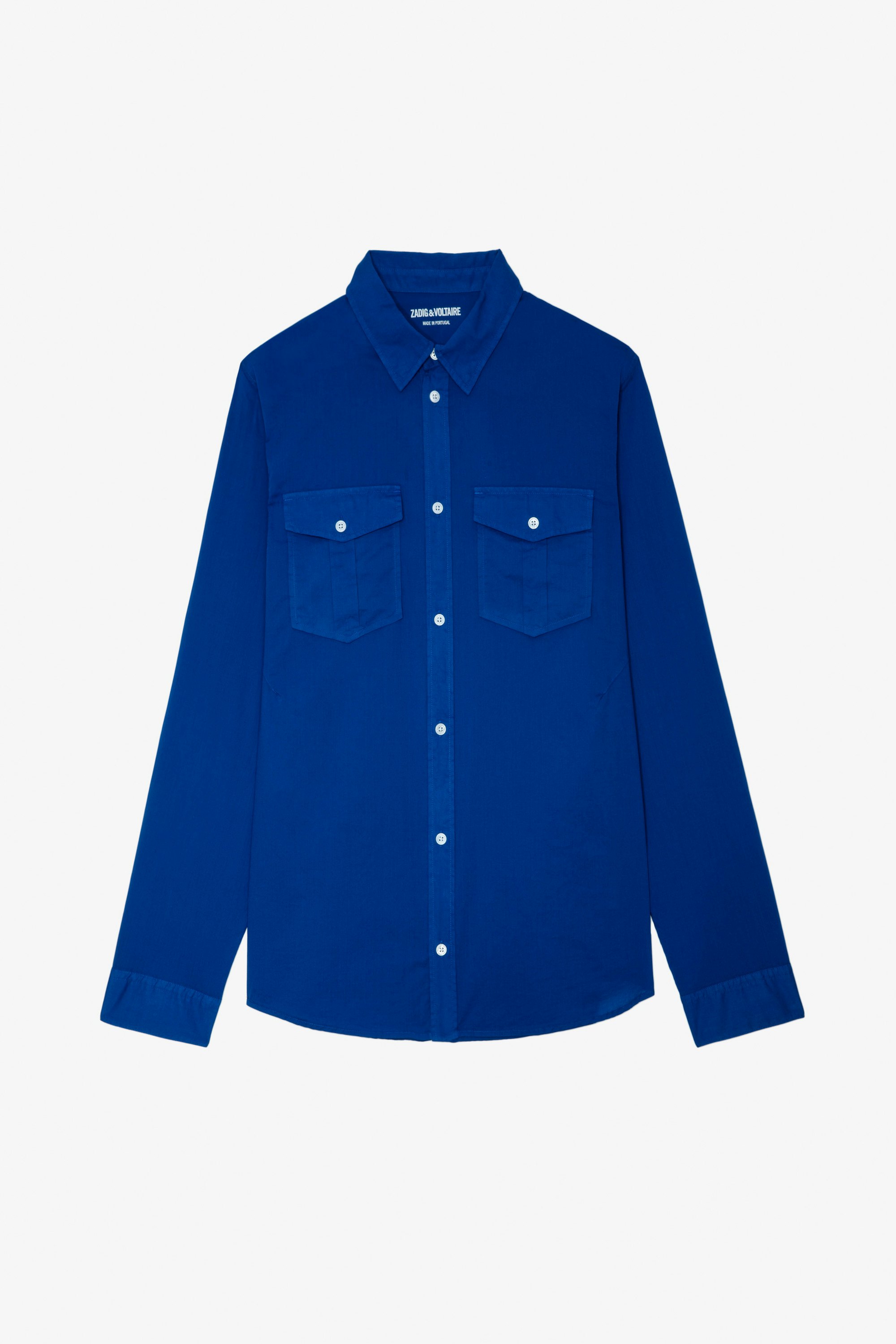 Hemd Thibault - Herrenhemd aus blauer Baumwolle
