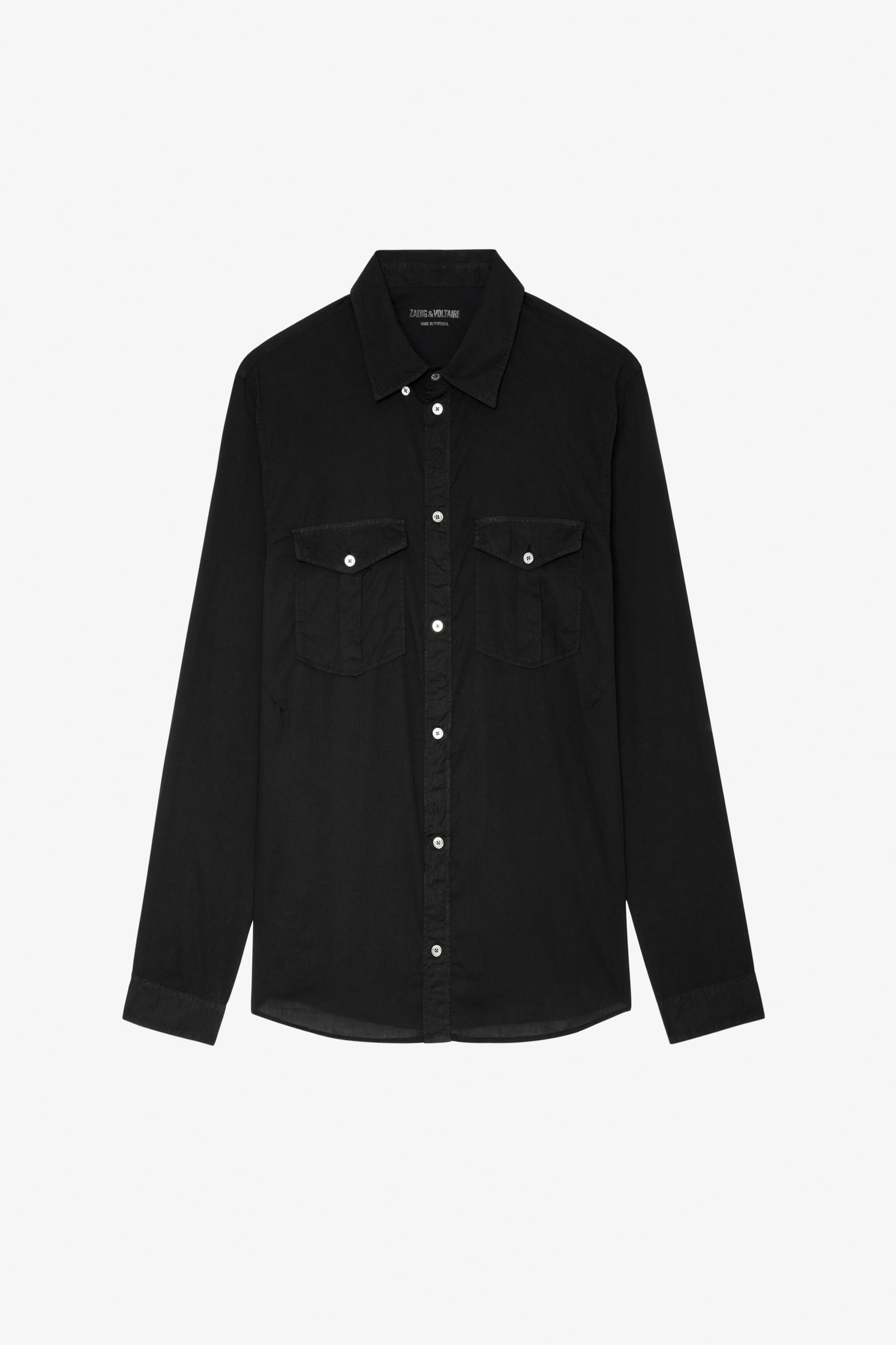 Camicia Thibault  - Camicia in cotone nero da uomo