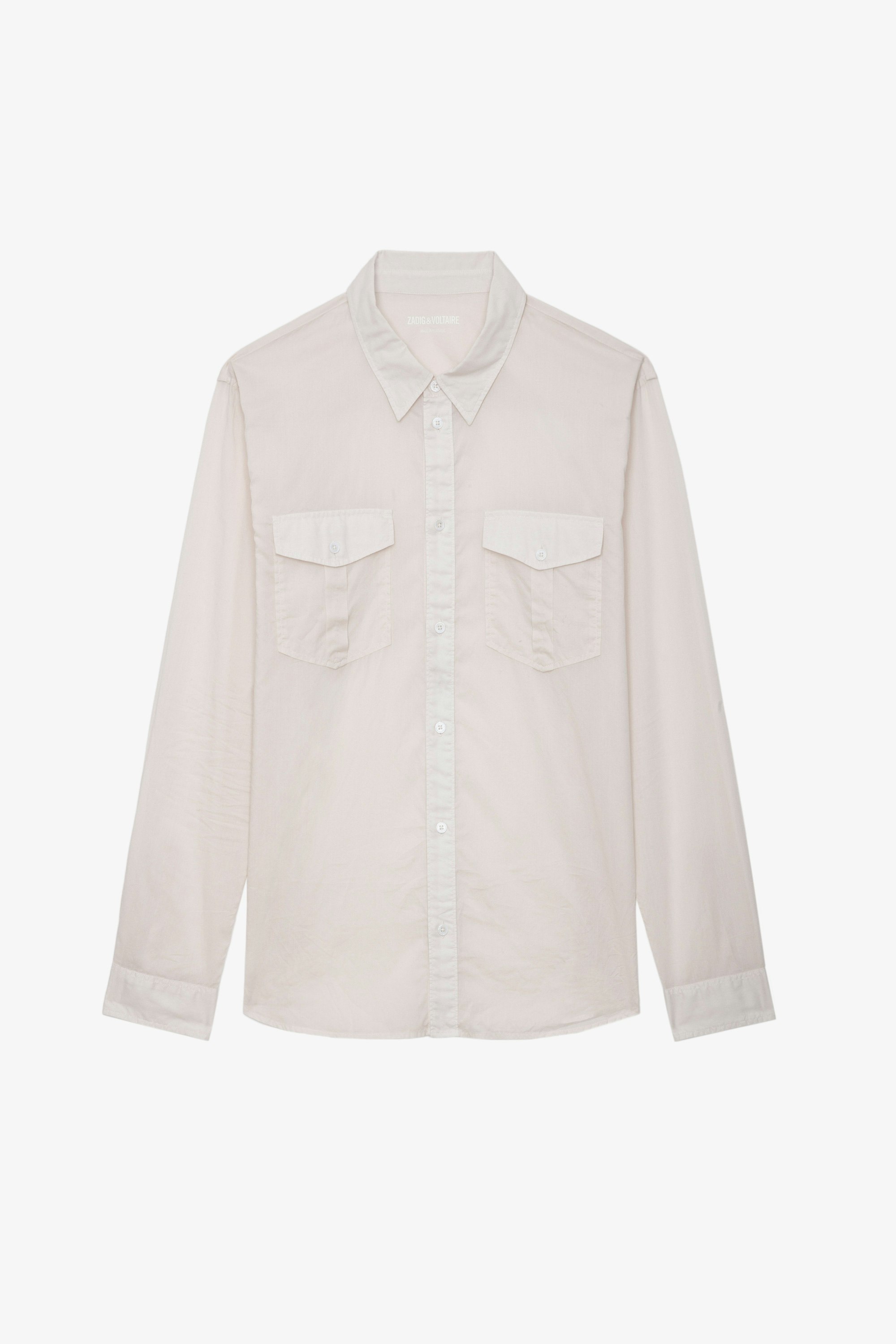 Thibault Shirt - Pale pink cotton voile long-sleeved shirt.