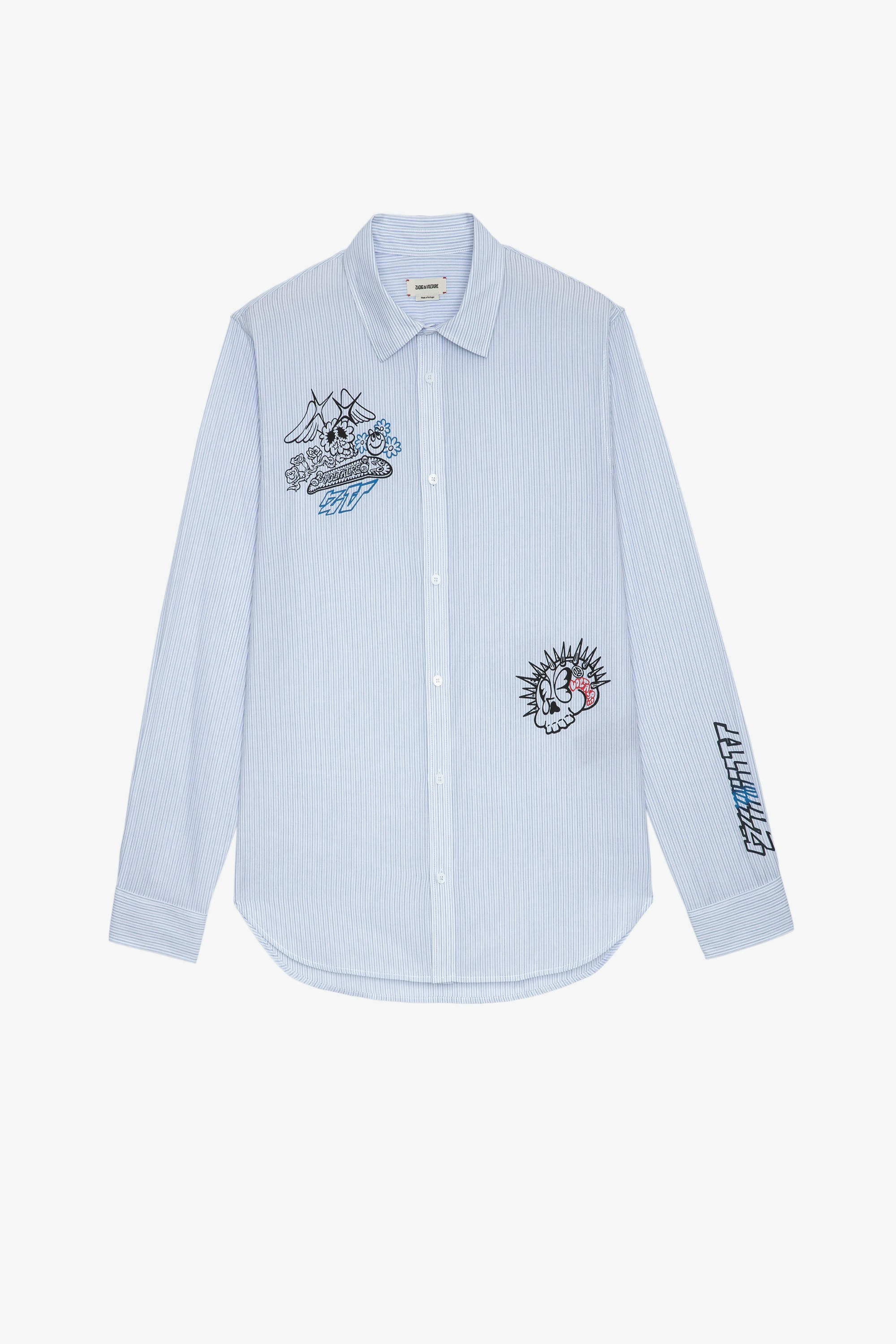 Hemd Stan Herrenhemd aus himmelblauer Baumwolle mit Streifen