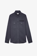 Camicia Serge - Camicia in cotone grigia con patch "Z.Voltaire" da uomo.