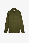 Camicia Serge - Camicia in cotone kaki con patch "Z.Voltaire" da uomo.