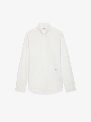 Camisa Sid - Camisa entallada de algodón voile con bordado de alas, mangas largas y cierre abotonado.