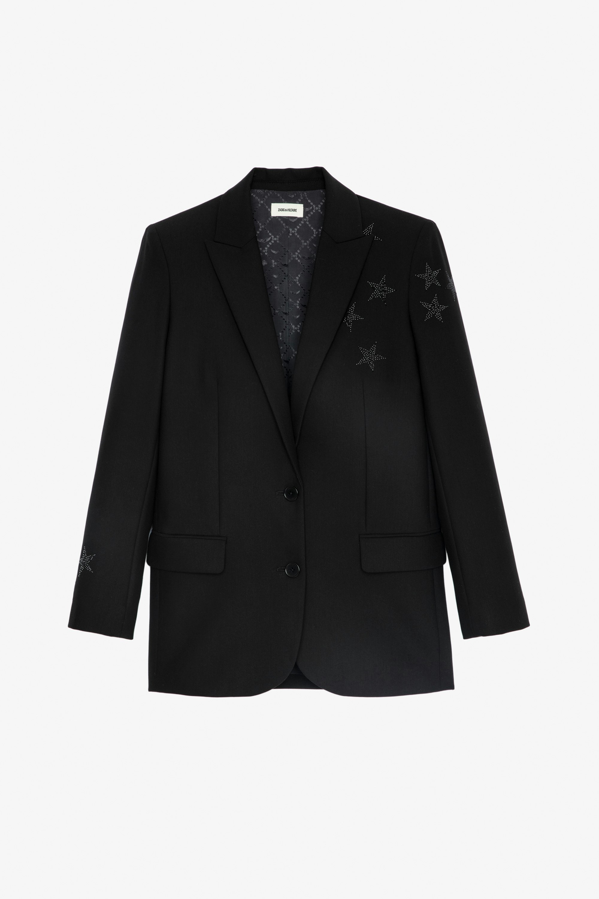 Viva Strass Star Blazer - Women’s black blazer with rhinestones