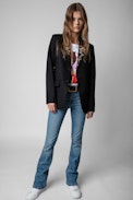 Vanille Pins Blazer - Women’s black blazer jacket with rock pins