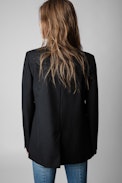 Vanille Pins Blazer - Women’s black blazer jacket with rock pins
