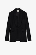 Date Babardine Blazer - Women’s black wide crewneck blazer