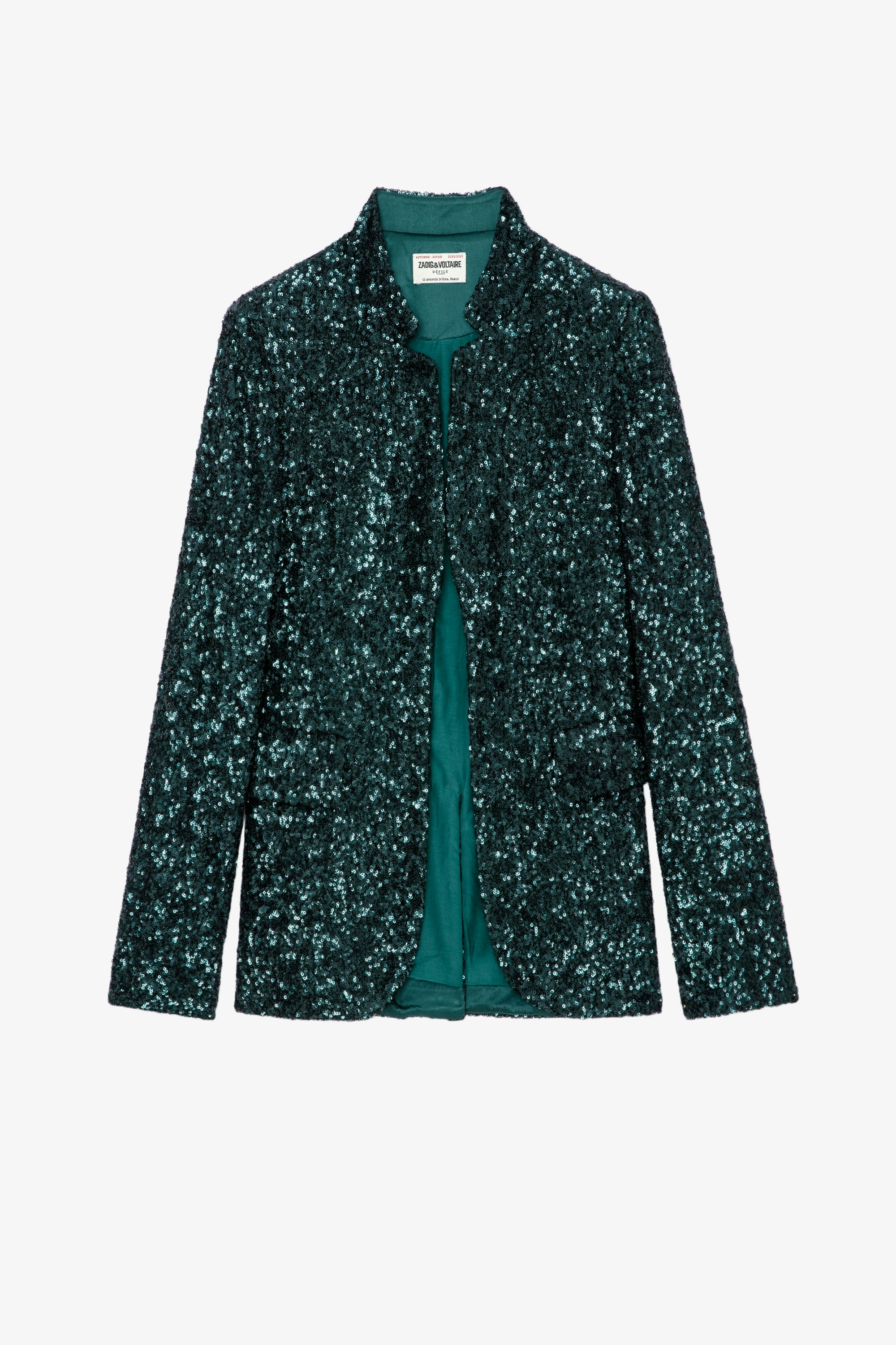 Very Sequins Jacket Women's tailored jacket with all-over green sequins