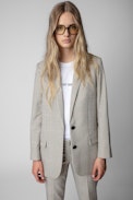 Viva Car Tailored Jacket - Women's checked cognac tailored jacket