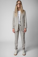Viva Car Tailored Jacket - Women's checked cognac tailored jacket